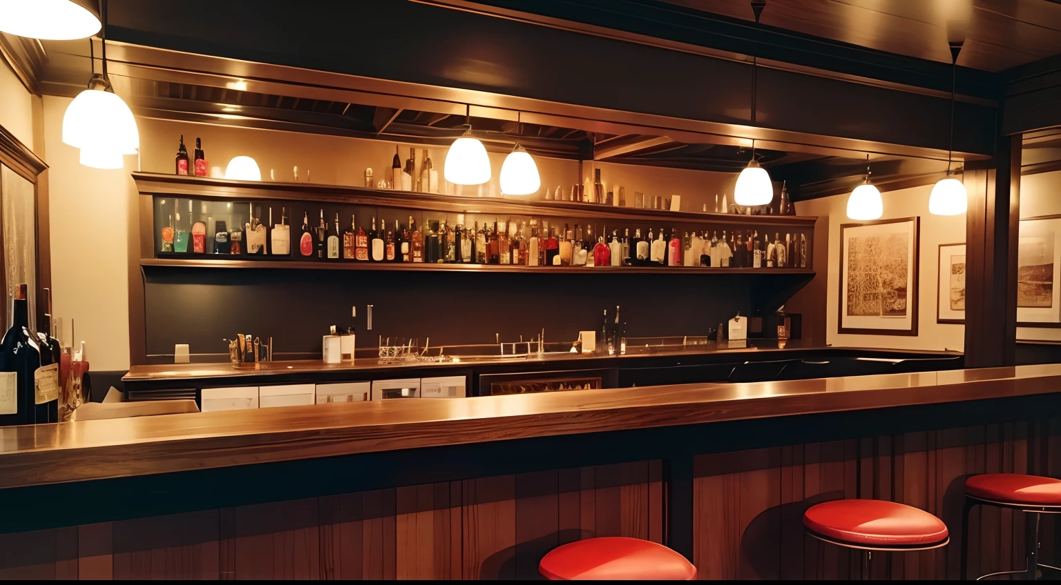 Cabaret club at the end of the bar、with no people、the whole、Snack Club