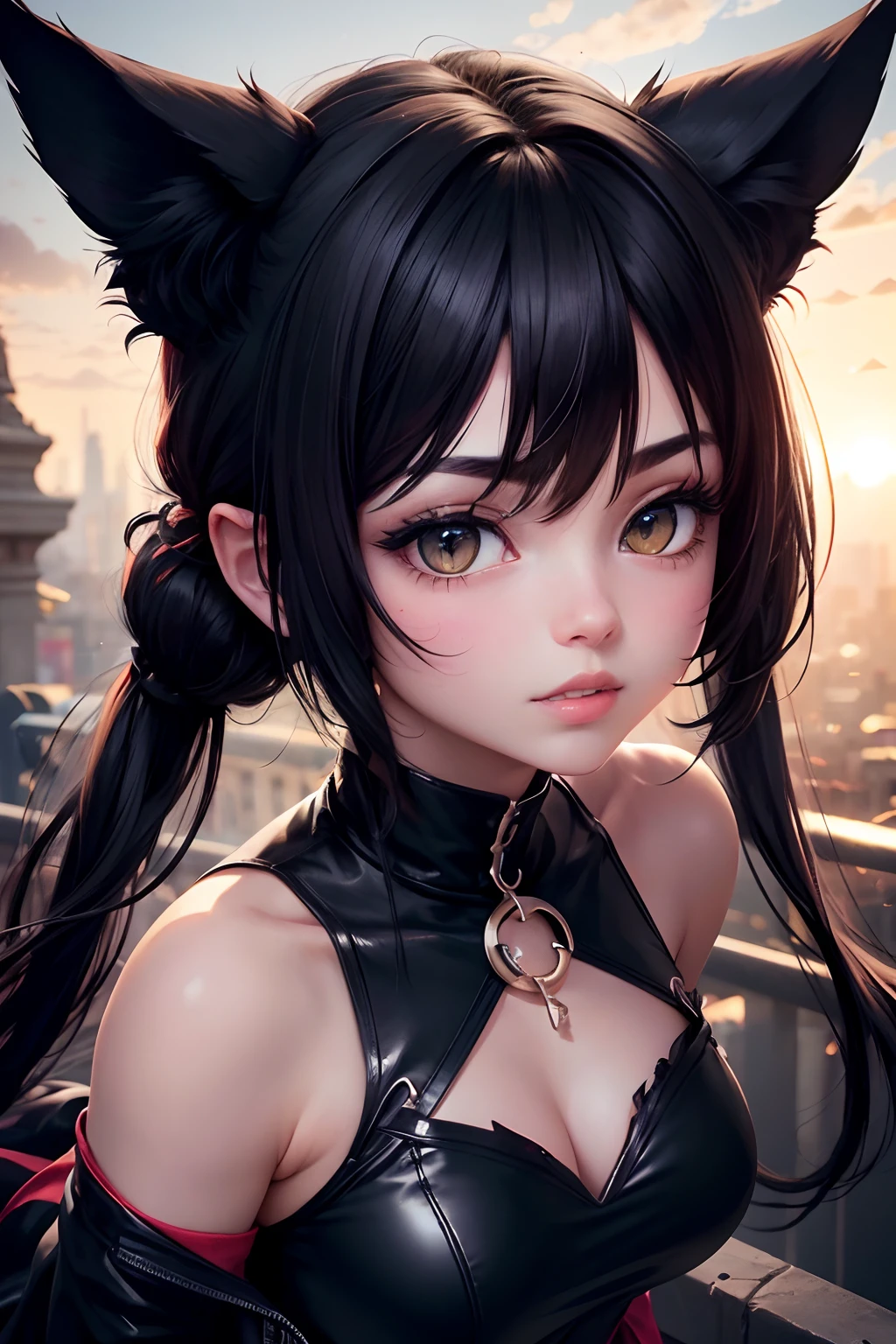 Black hair,bright yellow eyes, profile picture, pixel --auto --s2