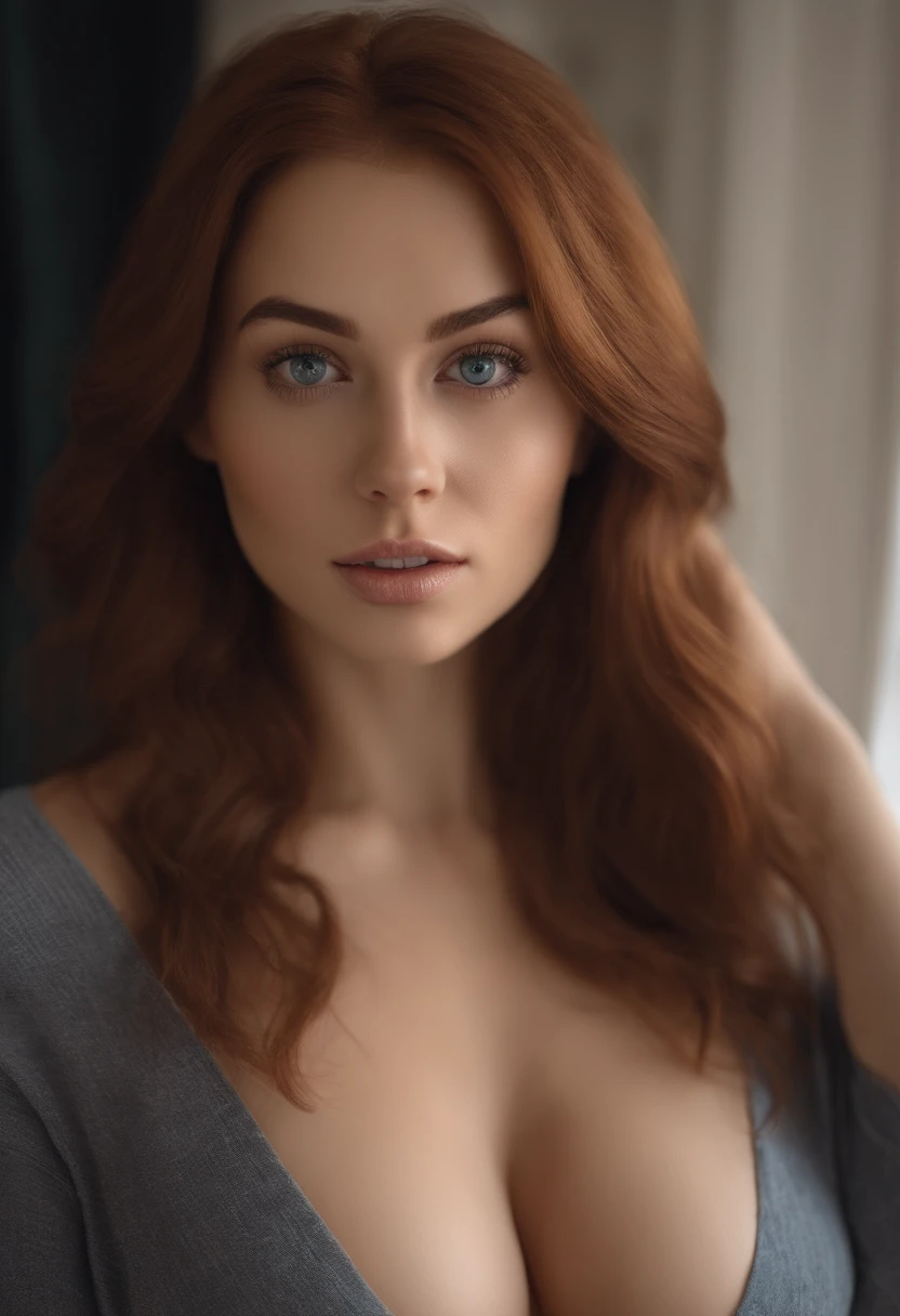 arafed woman fully , sexy girl with blue eyes, ultra realistic, meticulously detailed, portrait sophie mudd, red hair and large eyes, selfie of a young woman, bedroom eyes, violet myers, without makeup, natural makeup, looking directly at the camera, face with artgram, subtle makeup, stunning full body standing, in bathroom, large size bust, showing, no bra, no bottoms,stunning full body shot in a bedroom, medium to large breast, exposed breast, exposed bottoms, wearing nothing, showing, shaved bottom region,, fully. , naked body, atomically perfect breast, large breast