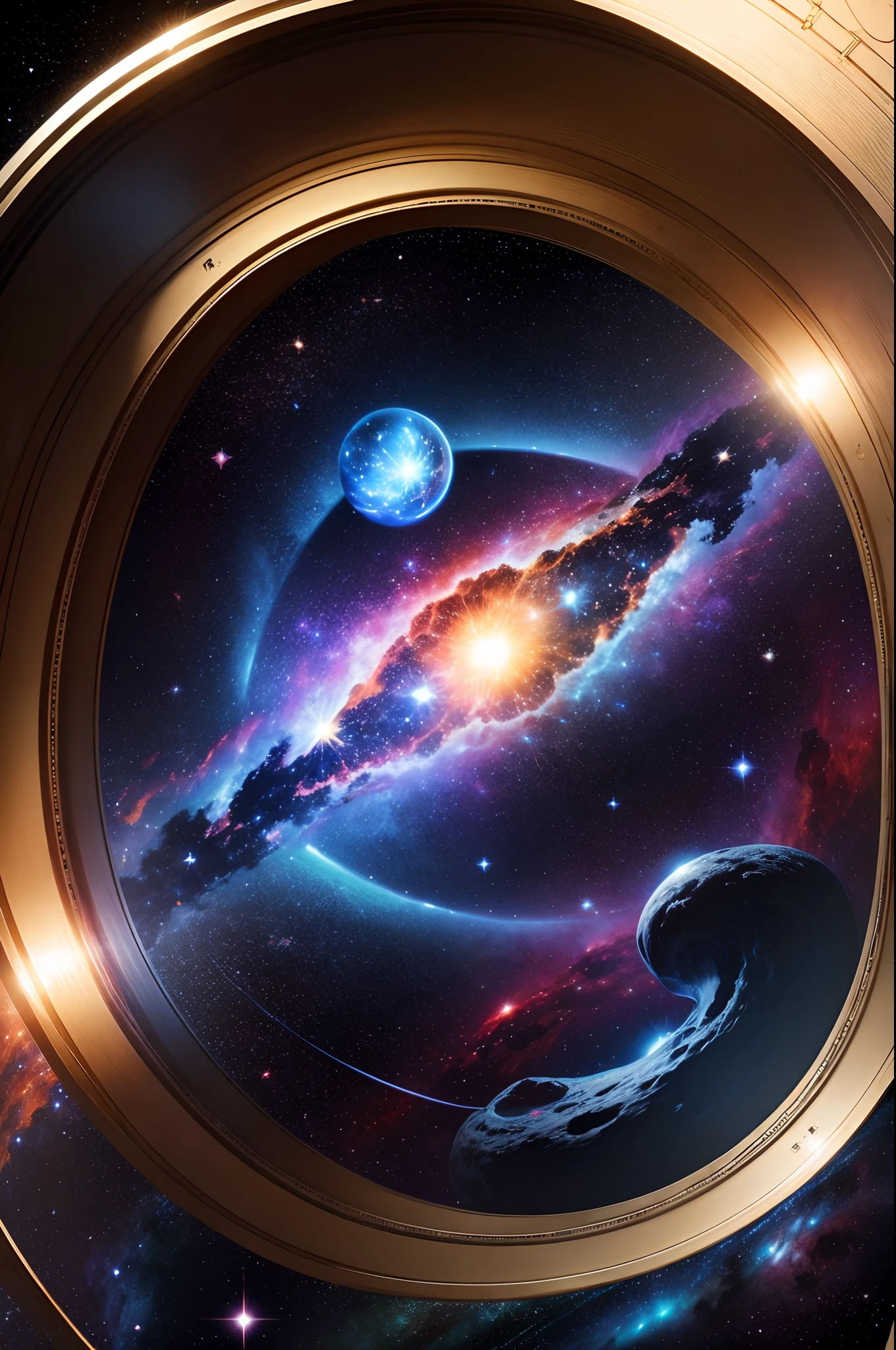 Dans l'espace avec des galaxies et une supernova