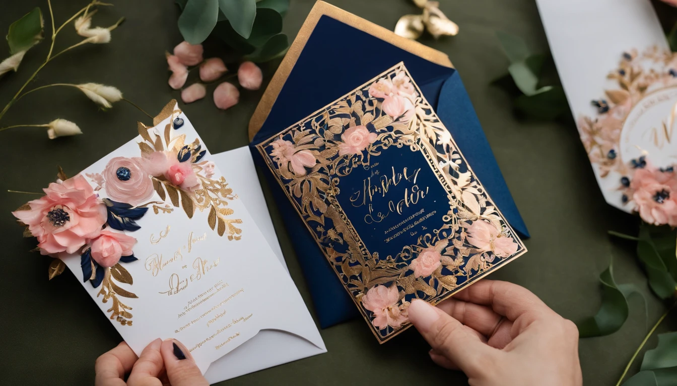 Just married card | Wedding card | Foil wedding card | Happily ever after | newly weds | Bride and groom | pink gold and navy
