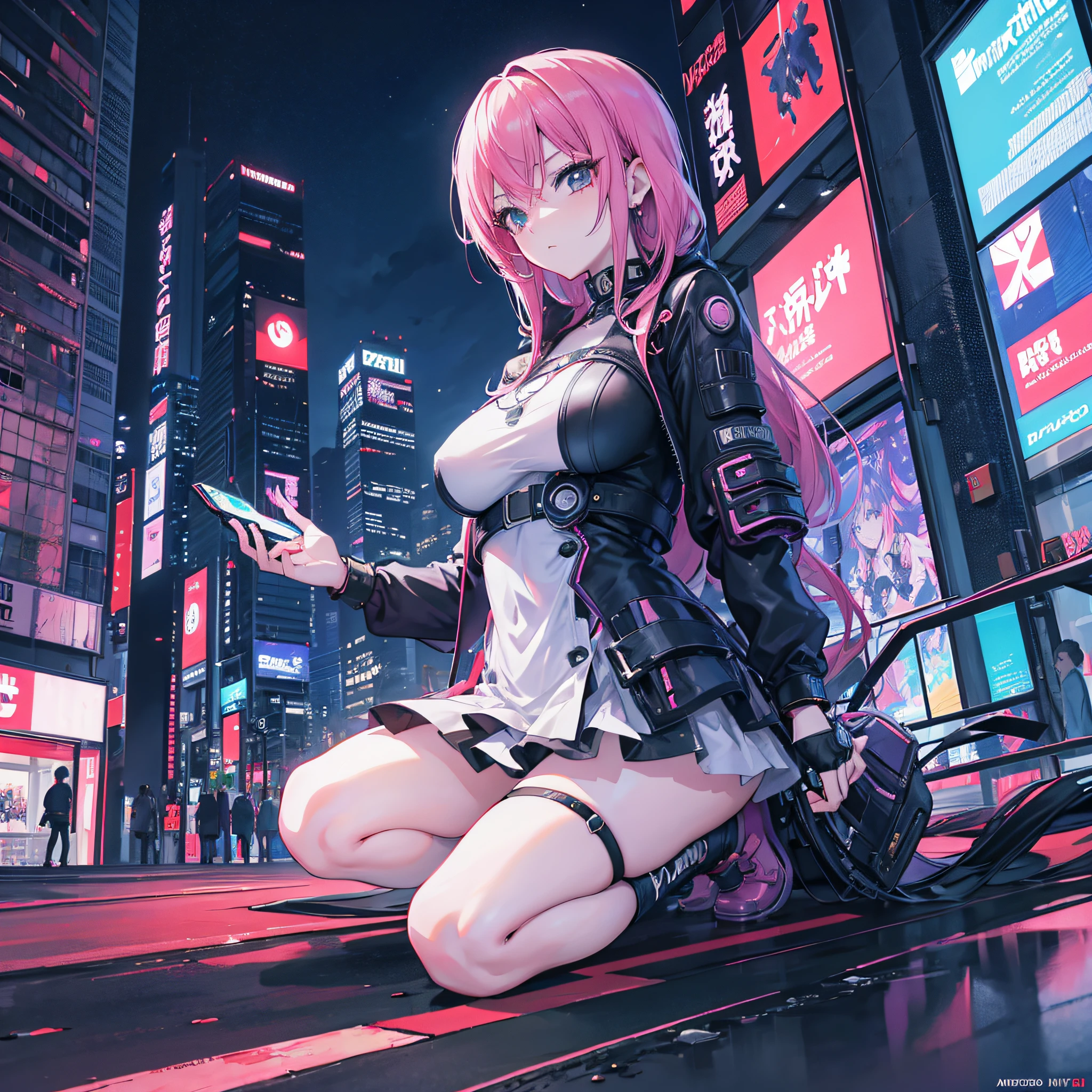 Anime girl sitting on a wall in a city with a phone, seductora chica de anime, Chica de anime cyberpunk, Chica femenina de anime cyberpunk, Badass Anime 8K, Anime Arte cyberpunk, Mejor fondo de pantalla de Anime 4K Konachan, Arte digital cyberpunk anime, arte de anime cyberpunk, Oppai cyberpunk, Estilo anime 4K, Fondo de pantalla de anime 4k