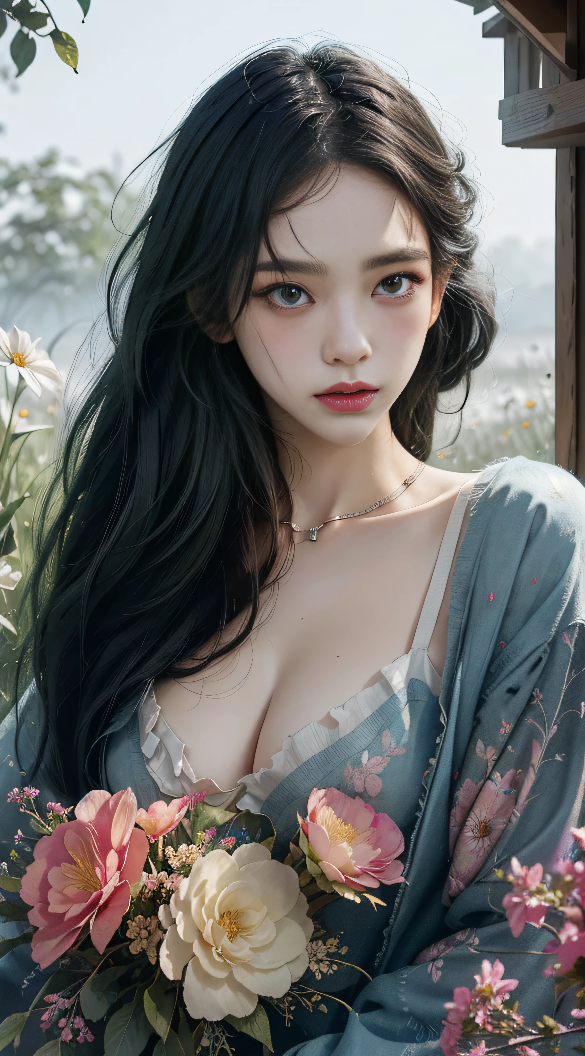High Quality, 8k Ultra HD, high detailed, watercolor, Cleaning technology,Mysterious and beautiful, Dreamy, colourfull, Paintings dripping and scattered with paint, Agnes Cecile(Agnes Cecile)Pictures such as, hazy, Pale touch, Smudged contour, Like a fairy tale, Beautiful woman made in floral coloring, Huge breasts, with dramatic lighting, Using flowers and plants to express women, Cut and combine petals and leaves, Using the color and shape of flowers to draw women's hair and dresses, Vivid colors and nature, Lumism, Three-dimensional effect, Improved beauty, Albert Anker, Feels like John Howe, Greg Rutkowski, Feels like Kyoto Animation, artgerm, WLOP, Alphonse Beeple, Lumism, Isometric, awesome full color,