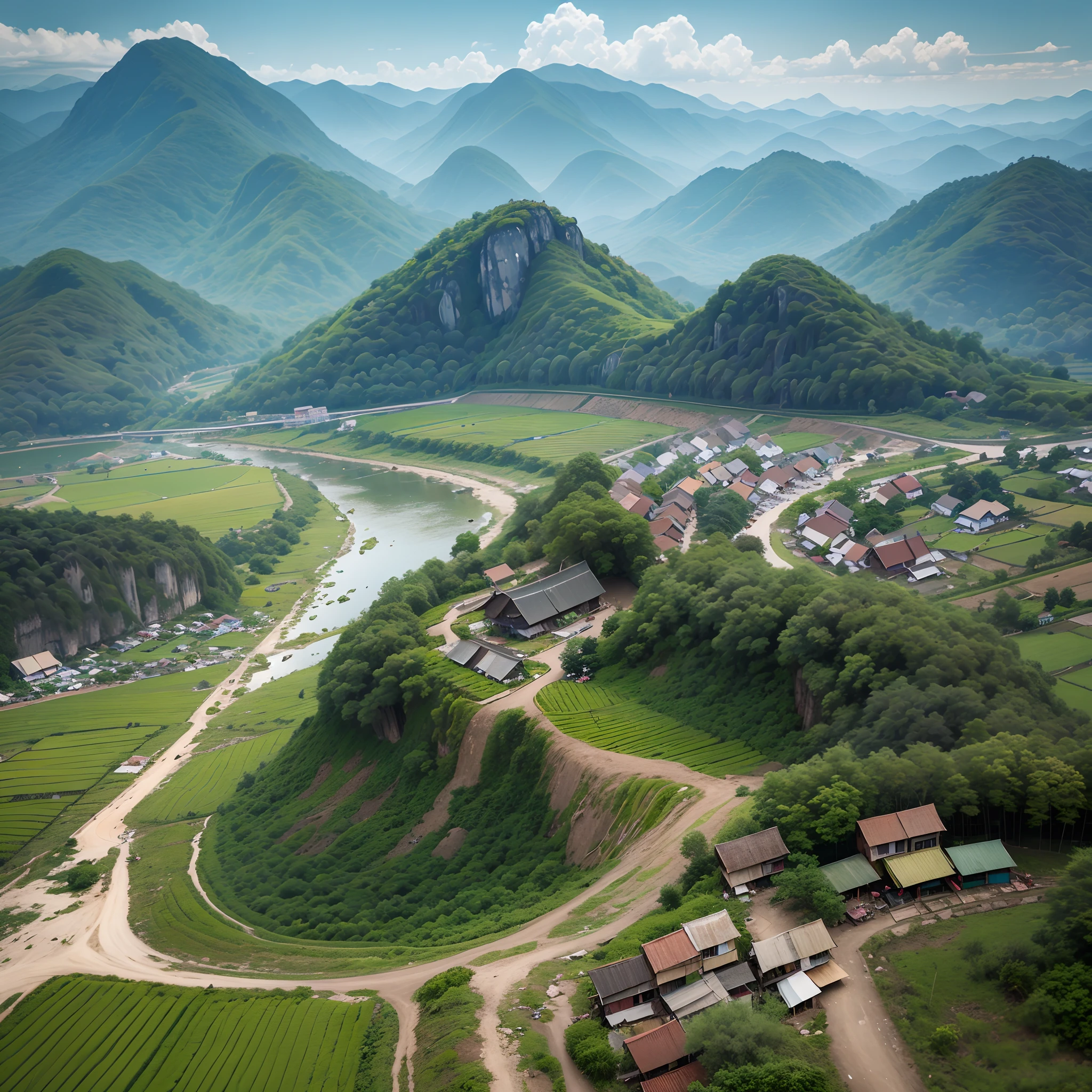 Vietnam's rural landscape, Aerial shooting, 4k --auto --s2