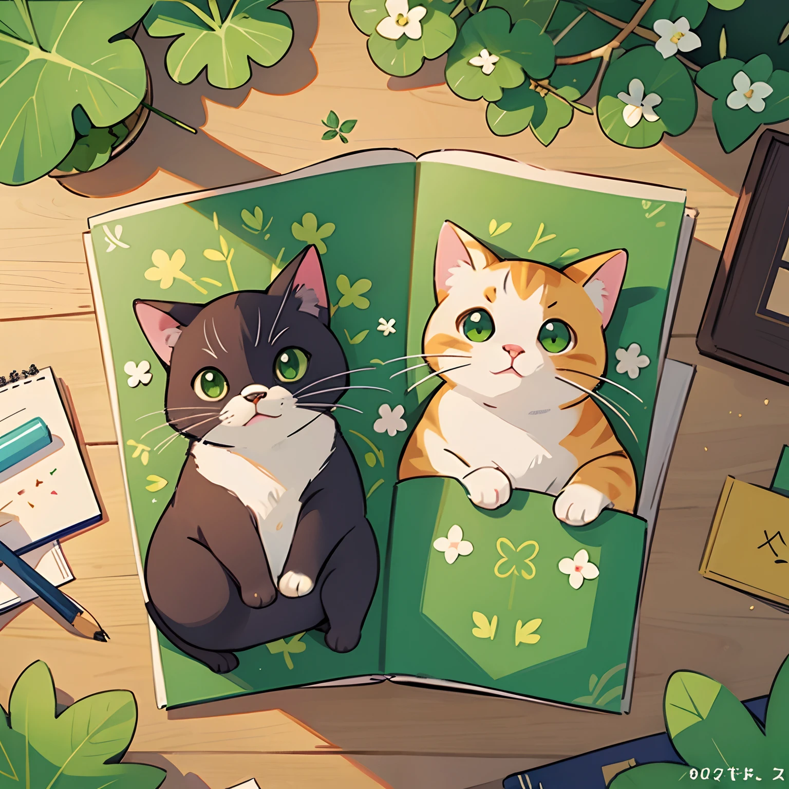 「Cat and four-leaf clover」There is a picture book titled、Draw a picture on the cover