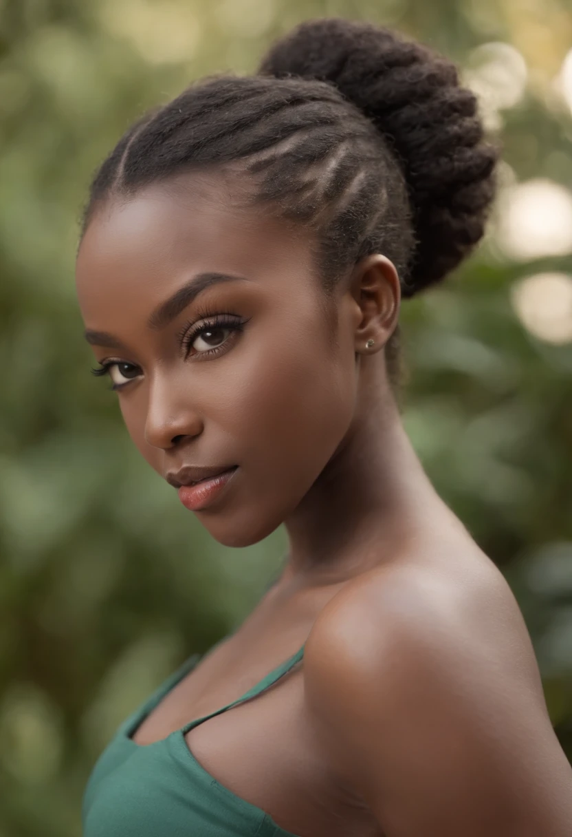 ((Dark African skin, Very deep ebony skin)), ((Its beauty is undeniable)), ((Excited cute face)), ((Hyper detailed perfect eyes,)), ((pose mignonne)), ((Langue sortie)), ((Seductive )), sexy nsfw, (( crop top vert marine), Sexy mounted thong)), ((Afro ponytail with long African curly hair,)), (( peau)), ((coucher, vue de face en selfie)), ((main sur les seins dans une pose sexy)), ((interieur, chambre, lit)), Sharp Focus CGI, photoreallistic, High detail, Realstic, Masterpiece, absurdes, Best quality, Hdr, High quality, high-definition, Extremely detailed, 8k wallpaper, Intricate details, 8K UHD, Full-HD, (photo realist:1.2), contraste, intense illumination, lighting cinematic, natural lighting, hard light, contre-jour, Illumination globale, occlusion ambiante