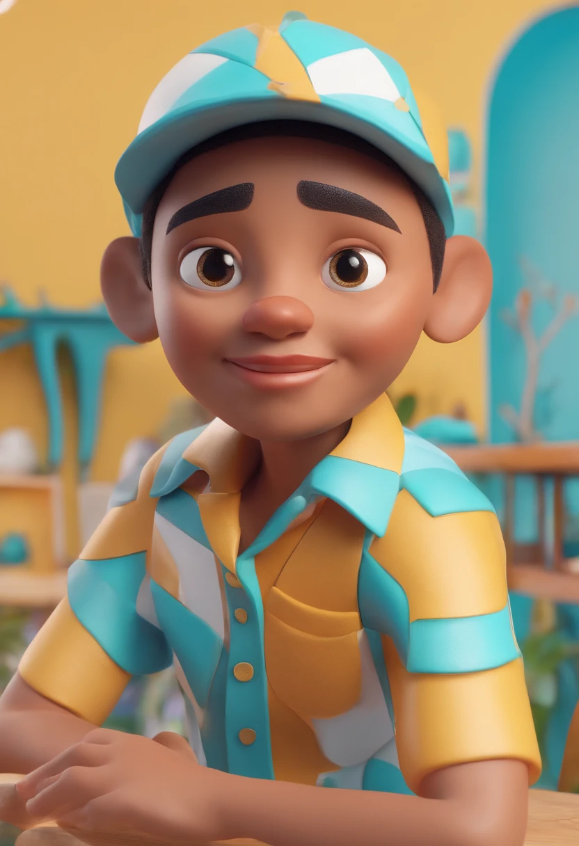 Creative 3D characters in Notion, a website style with fun expressions, wearing patterned shirts and shorts. Hand-painted textures with vivid colors Renders in 6K resolution with soft, light and white background.