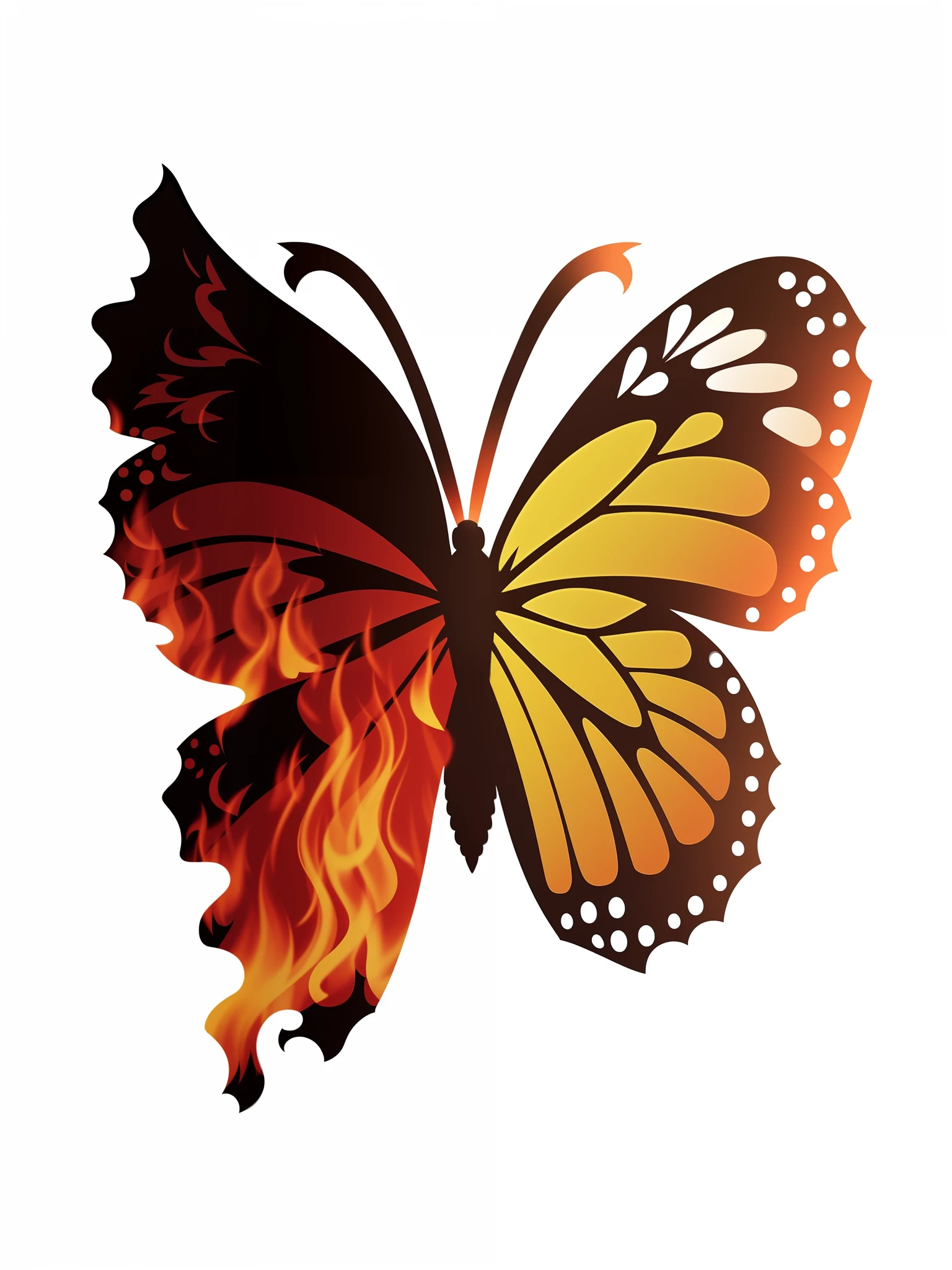 Butterfly with flame on wings on white background, the butterfly goddess of fire, Flaming wings, author:Rodney Joseph Byrne, Butterfly, Amazing, burned, highly rendered, full scene shot, glowworm, personal profile picture, author:Joe Stefanelli, But it can only burn, vector art for cnc plasma, Half woman, half butterfly, Renders, Profile image