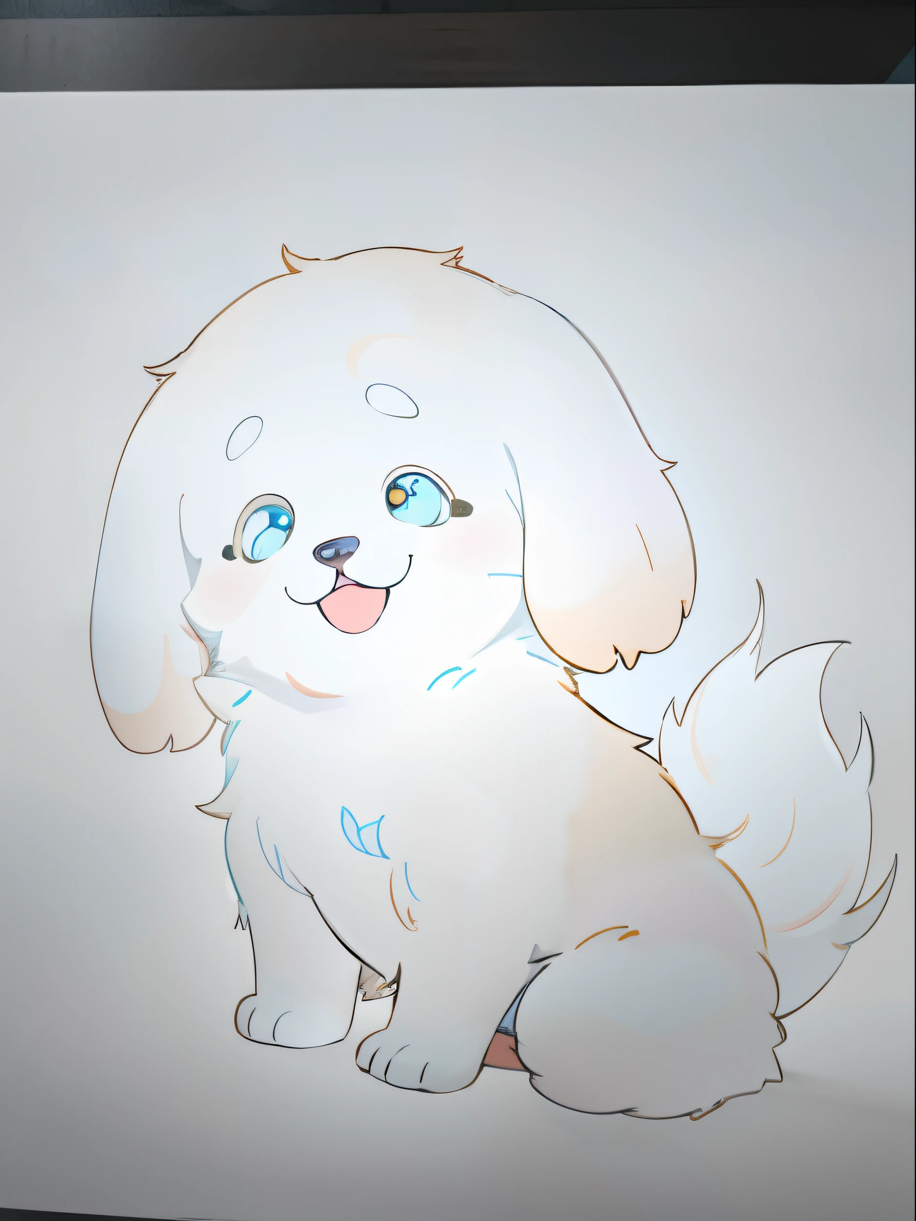 Golden Retriever,One puppy、 official artwork, , Lori, anime style portrait, anime moe art style, 2 d anime style, Cute art style, Stylized anime, Anime Art Style, Anime style. 8K, anime style 4 k, Anime Art Style, digital anime art!!、White puppy、fluffly、Baby Golden Retriever、blanche、Vigorous、A charming smile、Deformed puppy、raise the front paws、