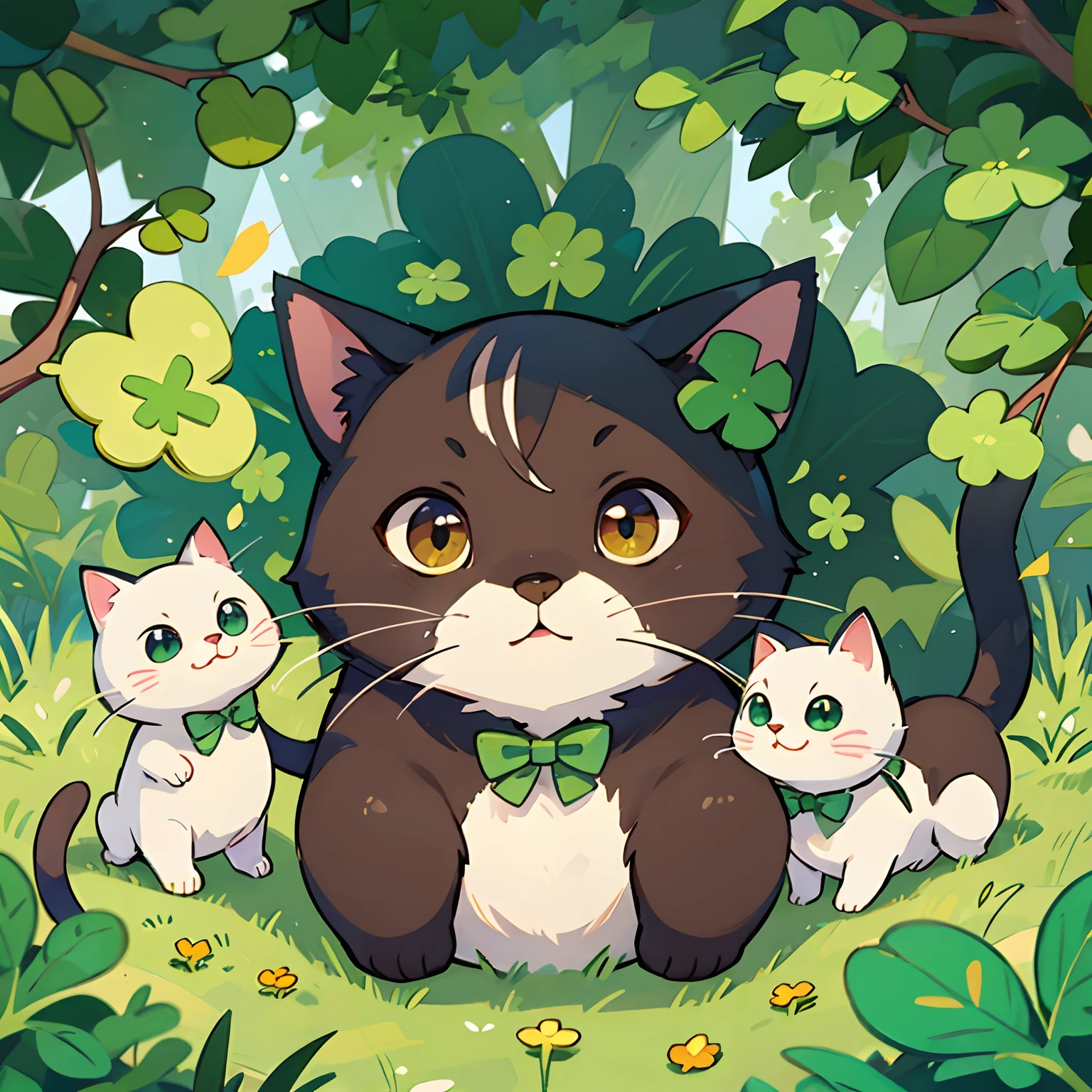 Cats、four leaf clovers、happy feeling