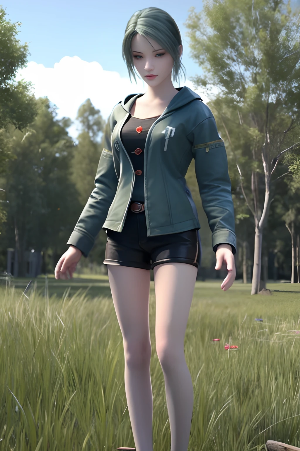 ling，grassy fields，standing