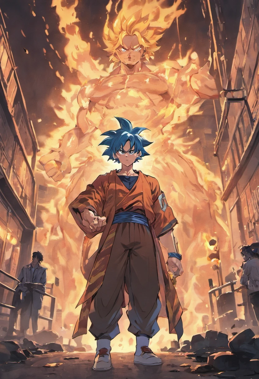 Ultra instinct goku holding uzi and whiskey, ghetto, gang, night, city