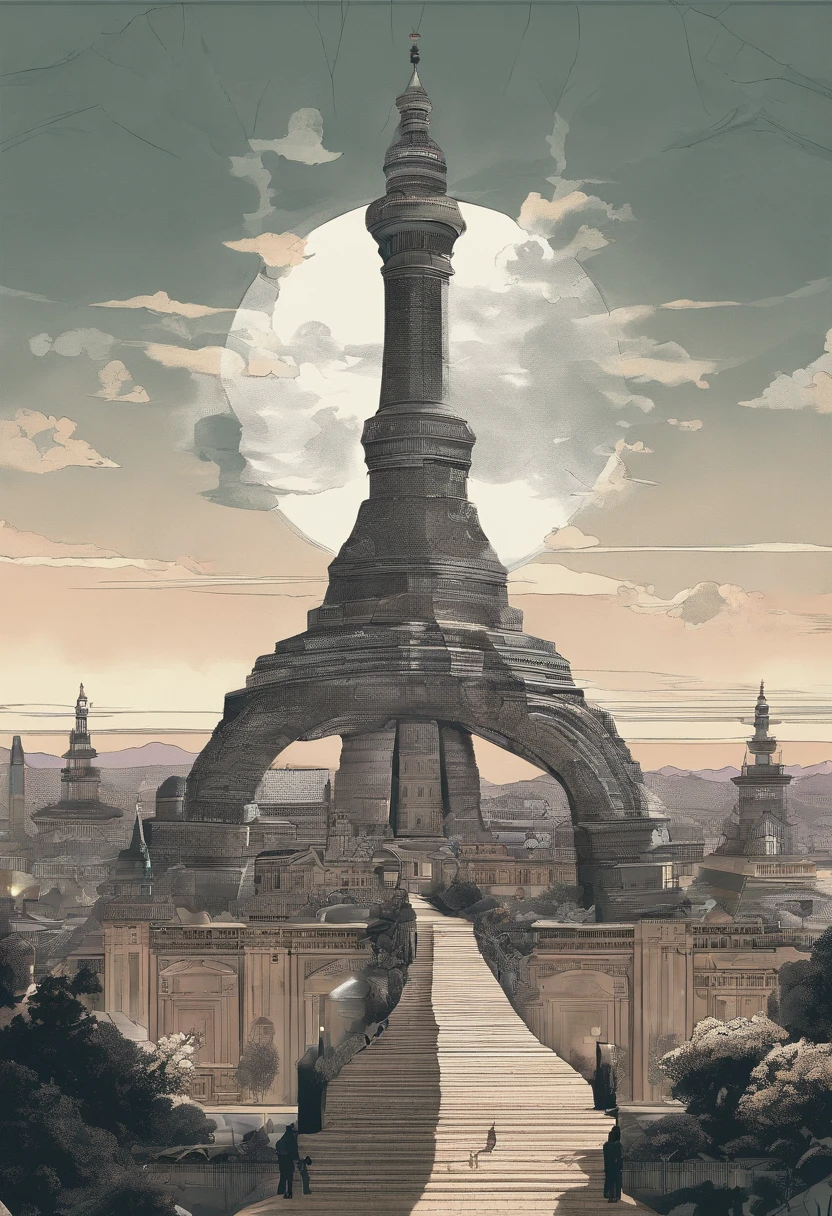 (Masterpiece), (Best quality), (best detail), (Distant general view), (The feeling of a poster),,waxy candles,darkly,Light,The shadow is the tower,(paper cut out)