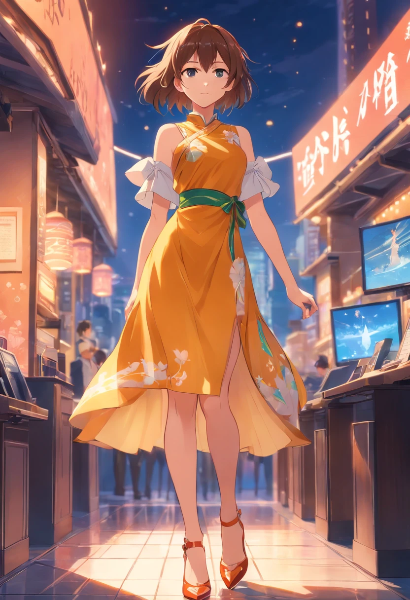 Full body, genshin impact, dress, high heels