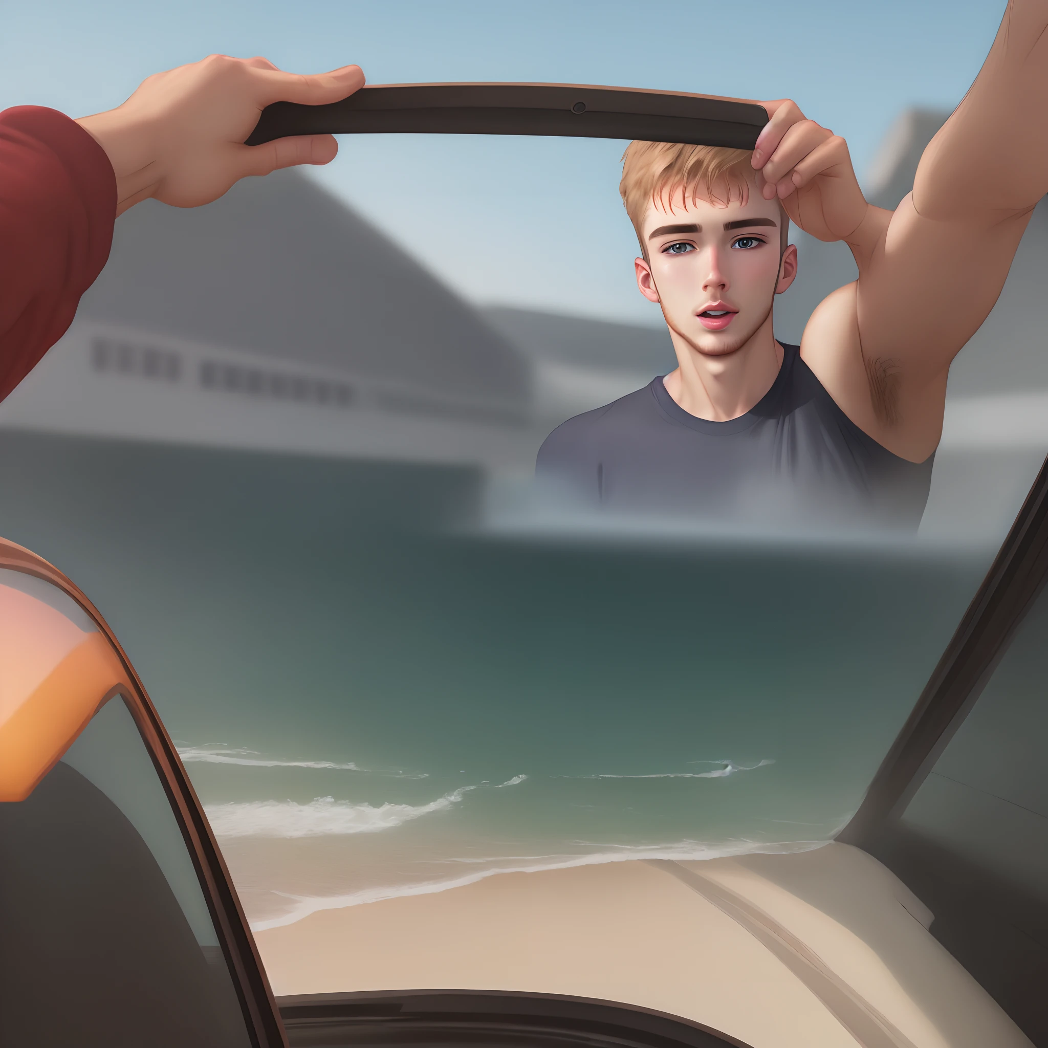 Hyper realistic selfie of an attractive 21 year old white man