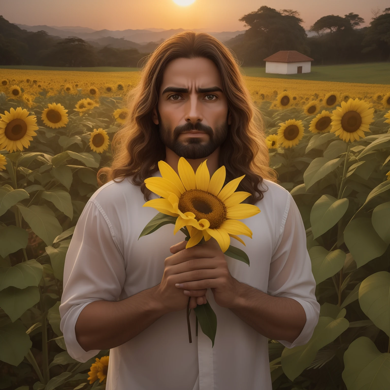 dedos separados, uma senhora olhando para jesus ao seu lado