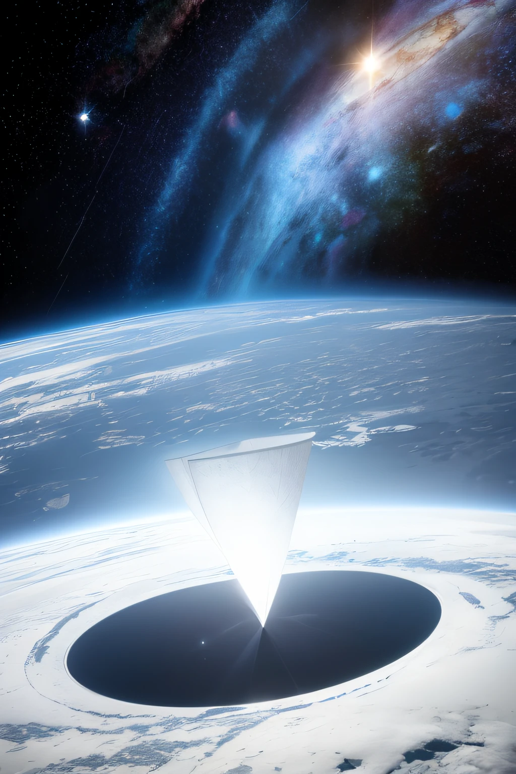 Space folding into multiple dimensions under the influence of a white hole