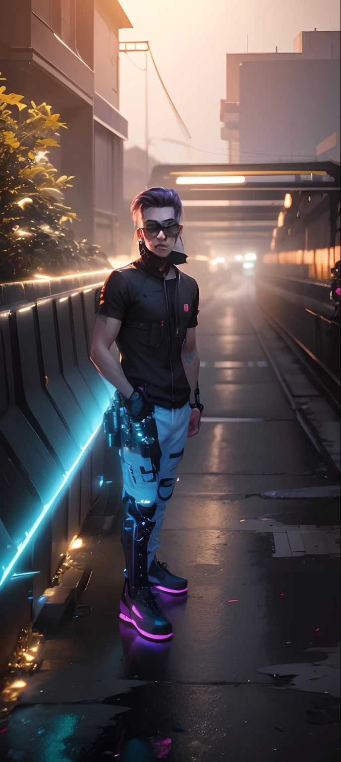 Change background cyberpunk handsome boy, realistic, face, 8k, ultra realistic,