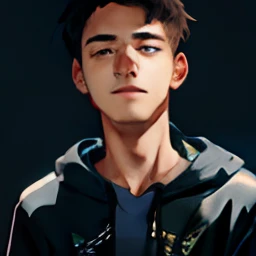 HD clear, best images, illustration quality, super detailed, a young man in a black casual sweatshirt, standing in a bookstore, bright background