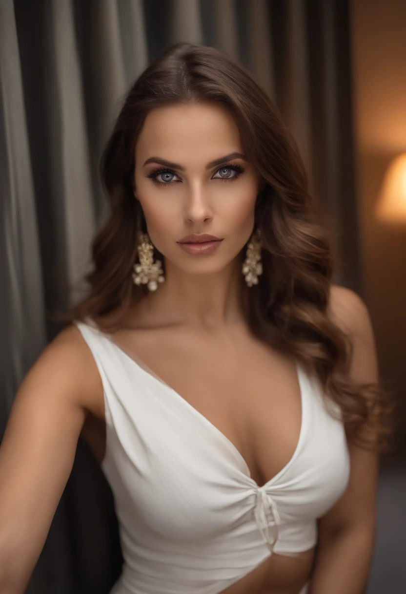 (((Stunningly beautiful Latin-Russian thin goddess, ((pechos grandes)), 28 years old, cabello rubio platino, (muslos magros), cara ultra detallada, cara ovalada, cara larga, nariz afilada, ojos grandes, ojos verdes, ( Intense look at the camera), long eyeslashes, Maquillaje natural, Coquettish facial expression, labios moderadamente gruesos, nariz afilada, Focus, 8k, (foco nítido), HDR, La mejor calidad, Masutepiece, 超A high resolution, foto realista, ( (Fotos de la NSFW, Solo adultos)) (realista: 1.3), ((obra maestra, Max Quality、High detail)), (fotorrealista: 1.4). Mirando esto, Atractiva joven rubia, Recorte grande y ajustado, piel tensa, Aspecto grande y suave, Tomarse una selfie, in the background a beautiful sunrise at the Angel of Independence, In Mexico City.