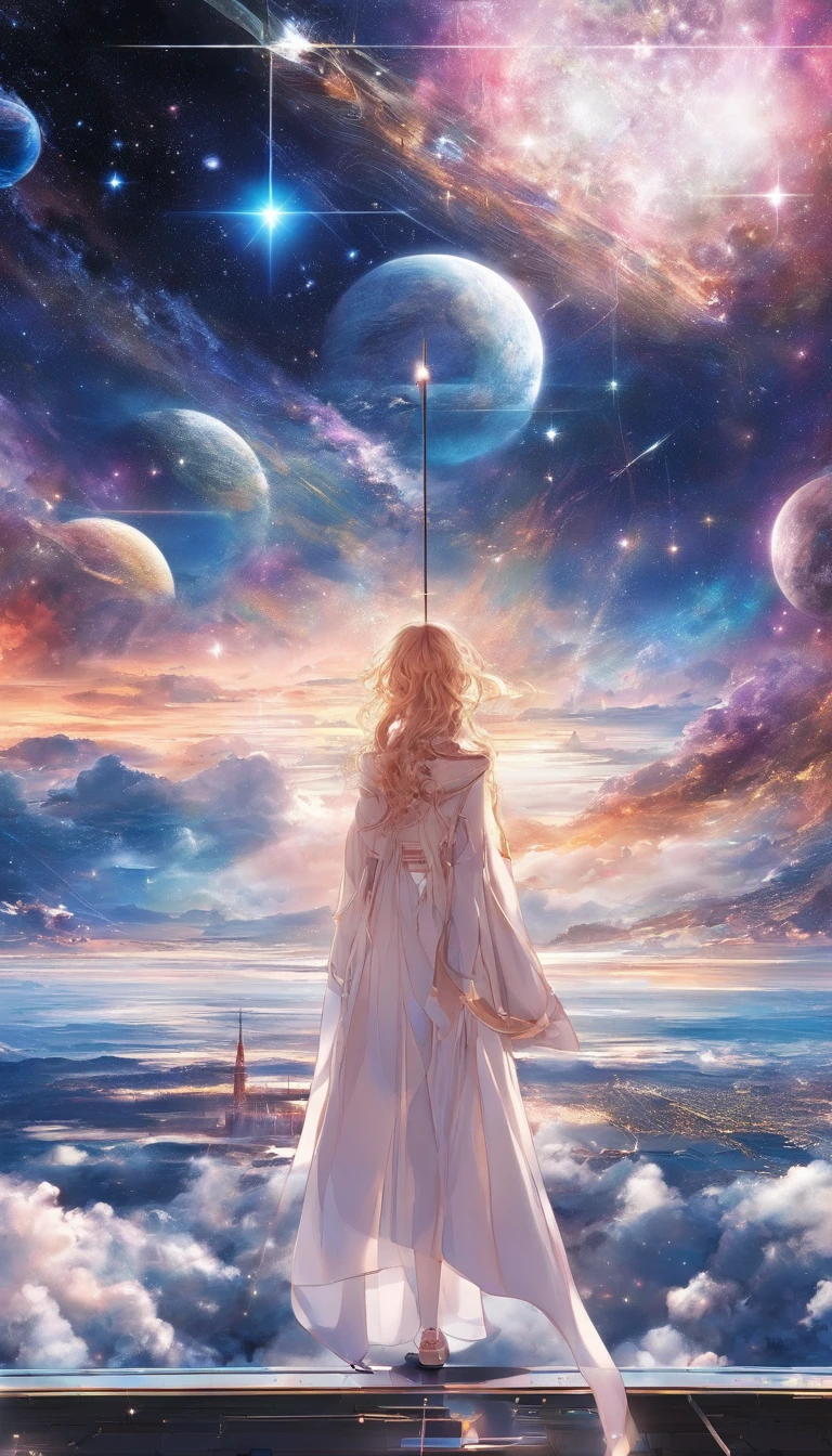 ((Masterpiece)),(Best quality)),Magnificent space image scene,heavenly body,Interstellar,((Huge star gates)),black hole,(((Huge starship))),Spaceship,Shining starry sky,8K,super-fine,high qulity