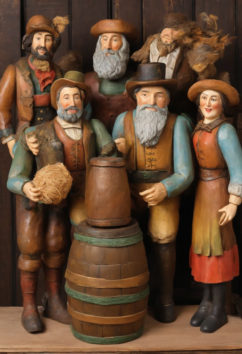 Bavaria, Pub, Merry peasants, Men, beer 19th century