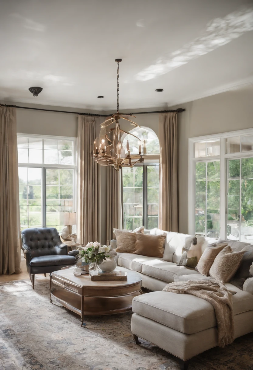 there is a living room with a couch, a table, and a fireplace, real estate photography, a wide full shot, detailed wide shot, big open floor, bottom angle, interior photography, listing image, high end interior, taken with canon 5d mk4, full length shot, above the family room, well edited, indoor shot, color corrected