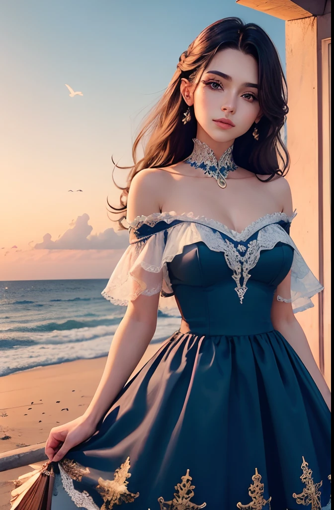 ((master part, best quality)),(illustration),(luz detalhada),((anextremelydelicateandbeautiful)),1girl,GodolphinArabian,cabelos longos,cabelos azuis,olhos verdes,Orelhas de Cavalo,menina do cavalo,Hair_enfeite,vestido branco, bareshoulders, ,Mangas,vestido de noite,vestido longo,ao ar livre, Luz,blue skies, horizonte, prado, selvagem