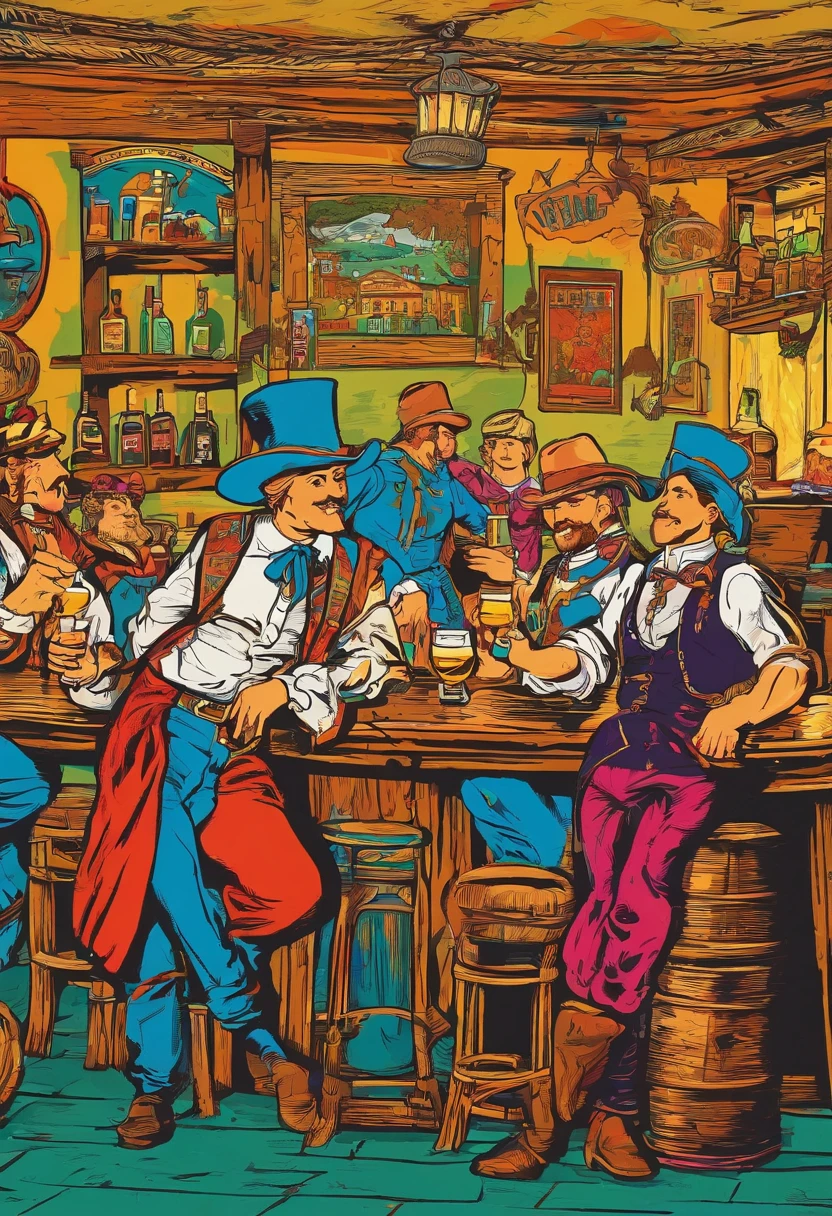 Bavaria, Pub, Merry peasants, Men, beer 19th century