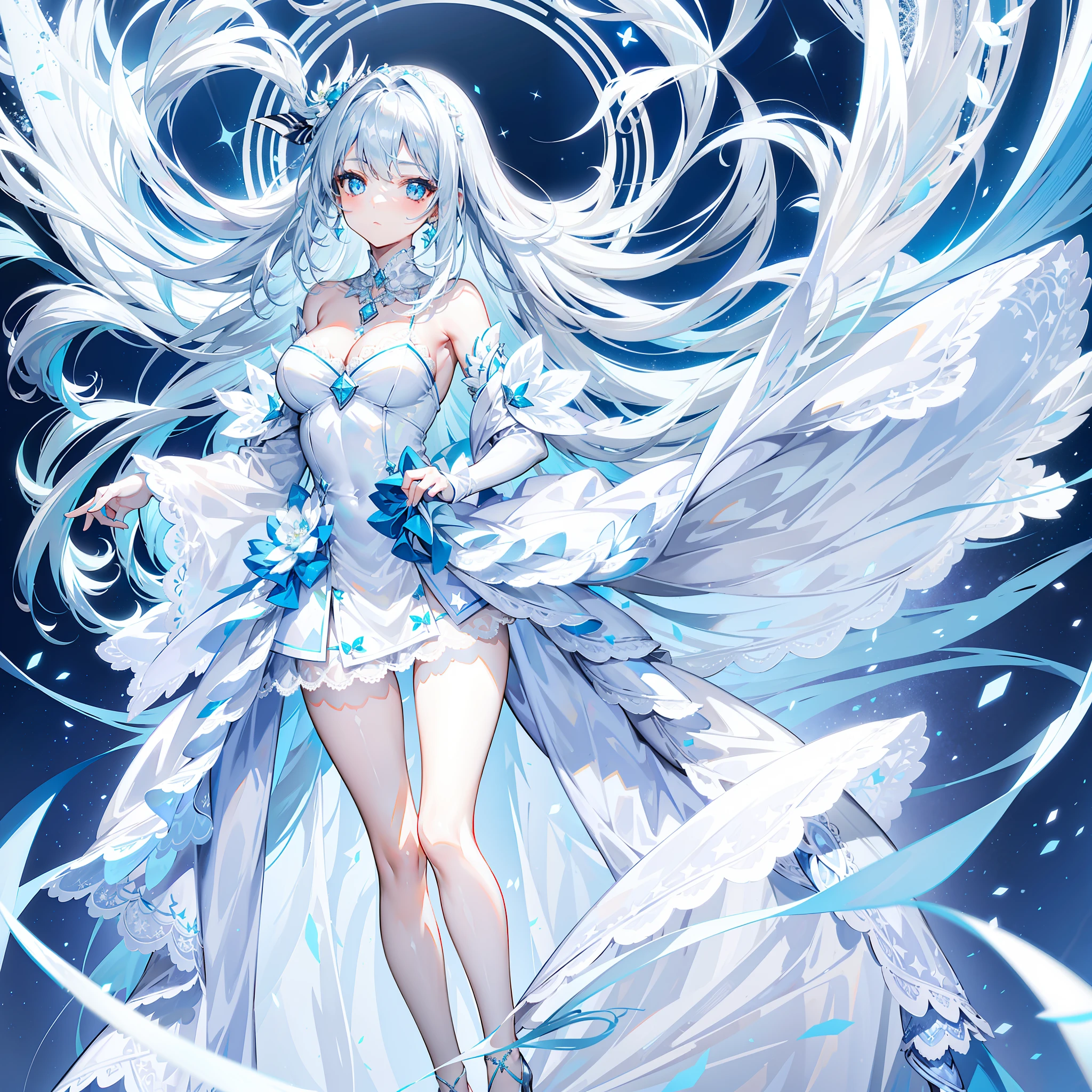 Anime girl standing on platform and red dress, Anime goddess, Goddess of Light, ice sorceress, Beautiful celestial mage, ethereal anime, beautiful fantasy anime, high detailed official artwork, Anime fantasy illustration, queen of ice and storm, ((a beautiful fantasy empress)), trending on artstation pixiv, Goddess. Extremely high detail