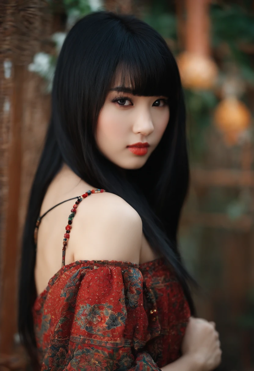 reality, cute, girl, asian, sexy, black long hair,   bangs