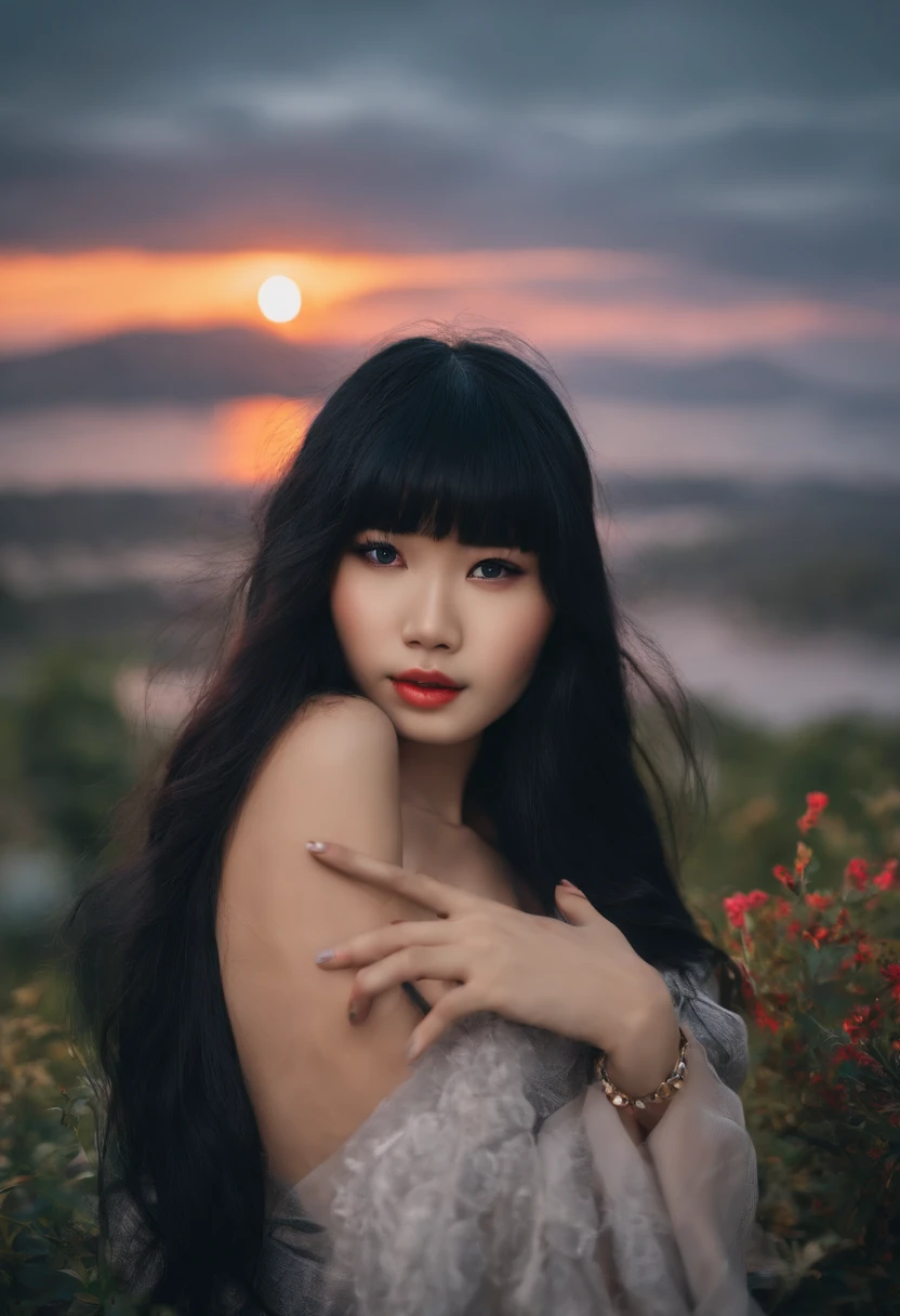 reality, cute, girl, asian, sexy, black long hair, bangs