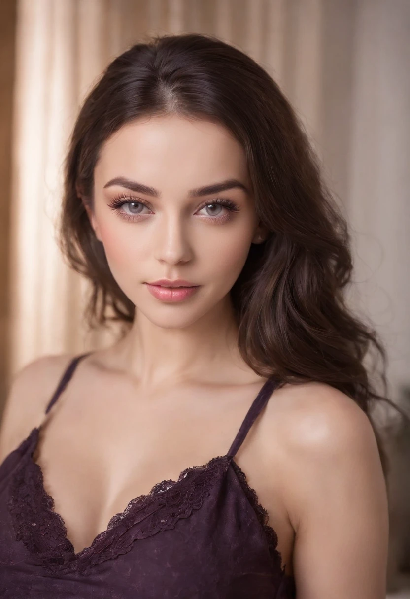 Woman with matching tank top and pink panties, Sexy girl with beautiful eyes, portrait sophie mudd, portrait corinna kopf, black hair and large eyes, Selfie einer jungen Frau, Augen im club Violet Myers, ohne Make-up, Natural makeup, Blick direkt in die Kamera, Gesicht mit Artgram, dezentes Make-up, Stunning full body shot, im Schlafzimmer, Spaltung
