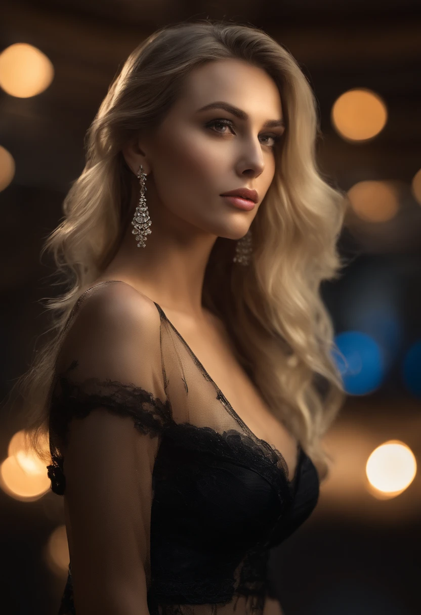 Superb Quality, Masterpiece, High Resolution, 1Girl, Blush, (Seductive Smile: 0.8), Star Pupil western girl, Hair Accessories, heavy bust, Necklace, Jewelry, Beauty, on_body, Tyndall Effect, Realistic, Shadow Room, Light Edge, Two-tone Lighting, (High Detail Skin: 1.2), 8K UHD, SLR, Soft Light, High Quality, Volume Lighting, Candid Photo, High Resolution, 4K, 8K, Background Blur, Real Person