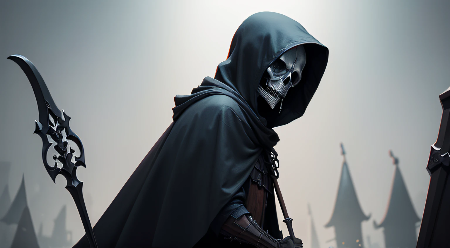 A medieval Grim Reaper side,