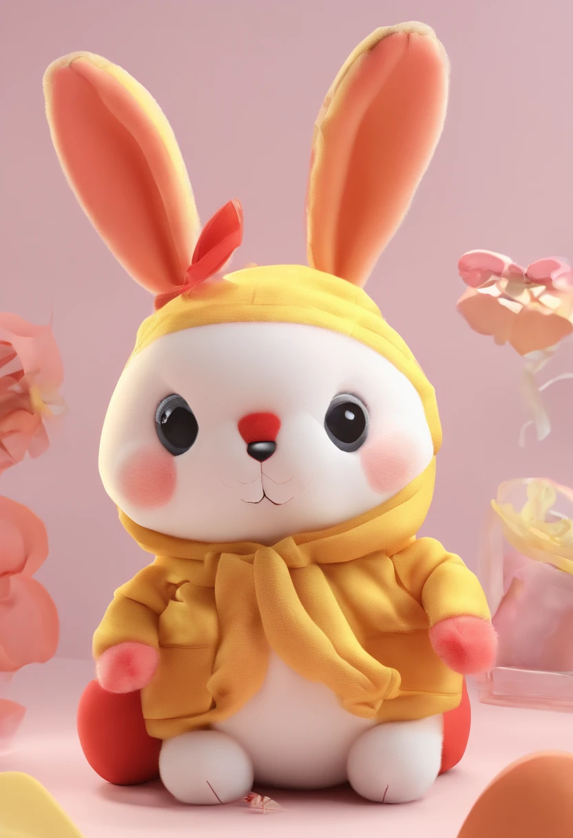 Plush toy rabbit,Cute stuffed toy bunny,bunny,Facing the lens,Plush material,adolable,Chubby toot,The details are reasonable and clear,