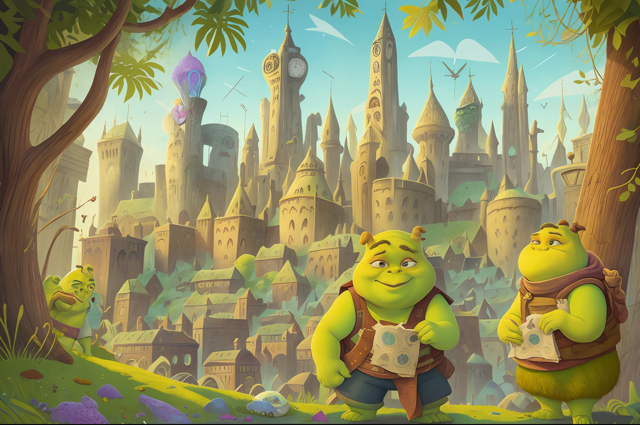 Picture of a city with a picture of shrek hidden within