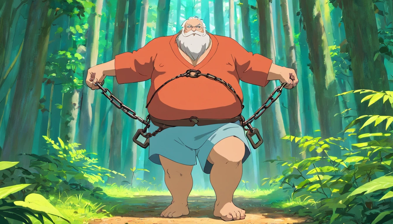 Very fat king walking down the street( Shirtless) Animation The Emperor's New Clothes