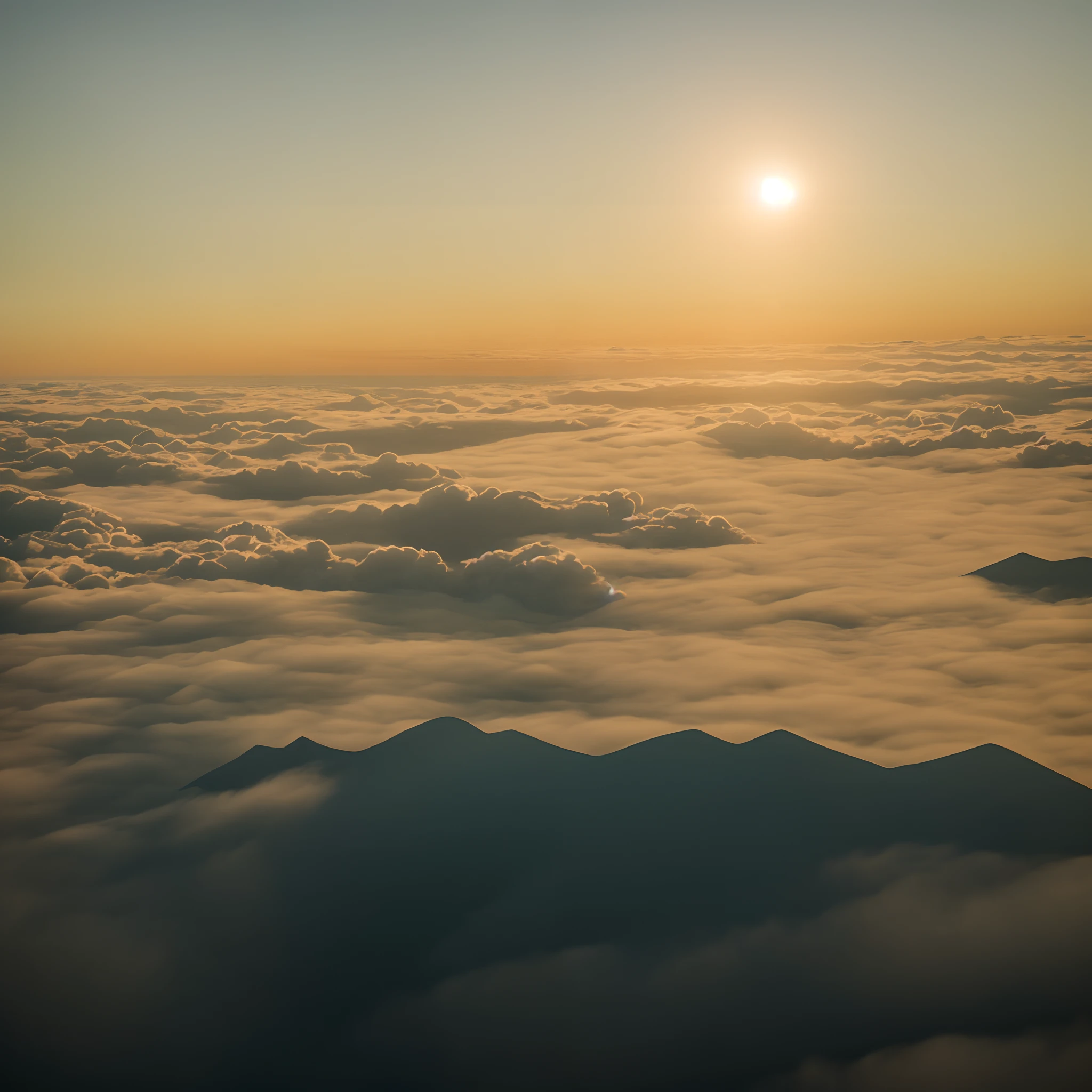 Alafis flew through the clouds on a sunny day, Sunset in the clouds, during sunrise, 8 k''. filling of the view, Above the clouds, rise above clouds, view above the clouds, Above the lower clouds, Beautiful cloudy atmosphere, At sunrise, sun rises between two mountains, volumetric clouds and fog, walking above the clouds and fog