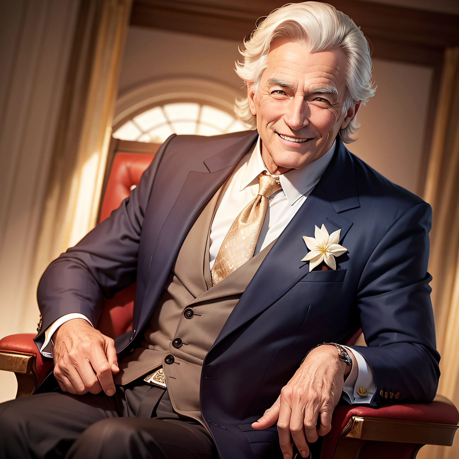 Dignified rich grandfather smiling