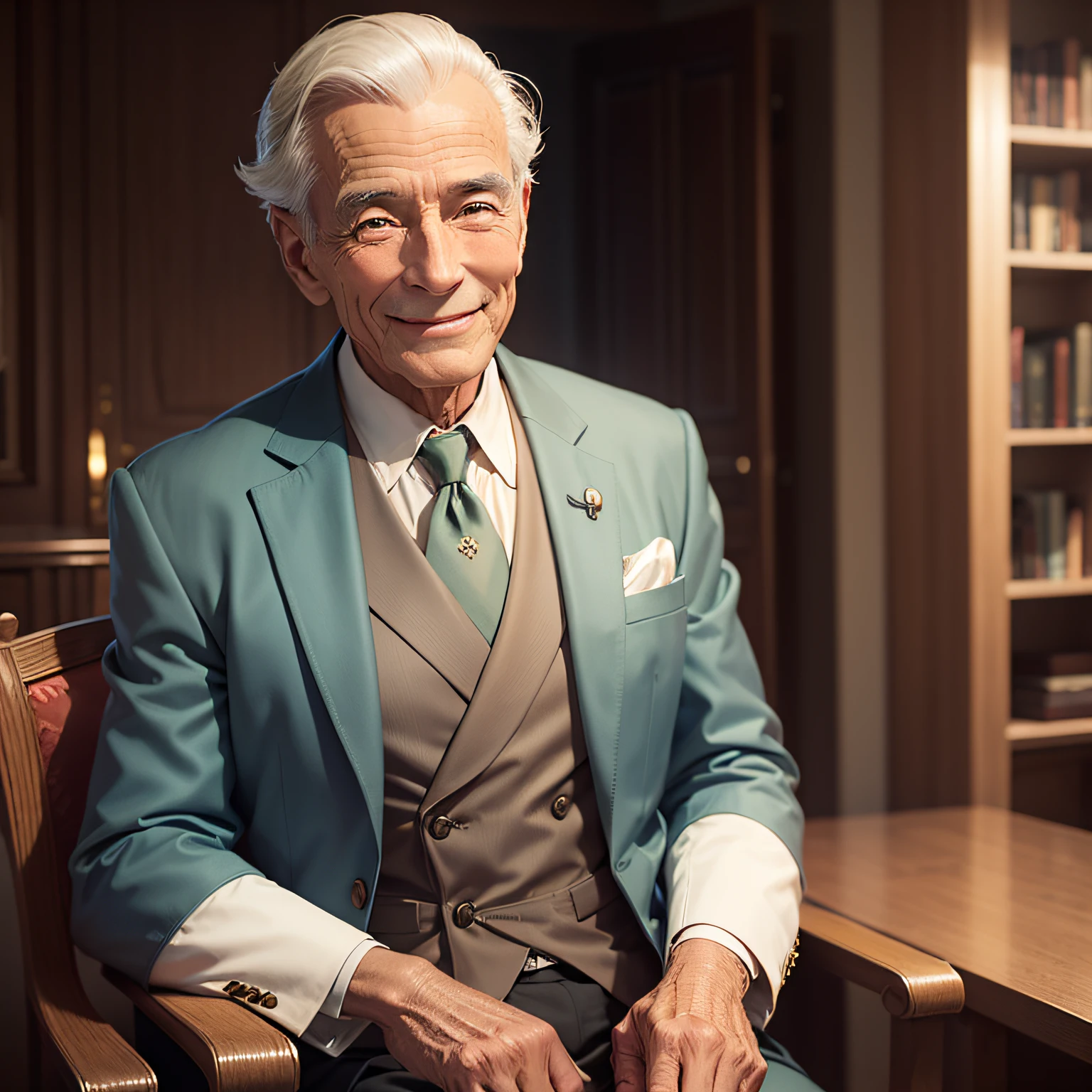Smiling dignified millionaire man sage,About 70 years old