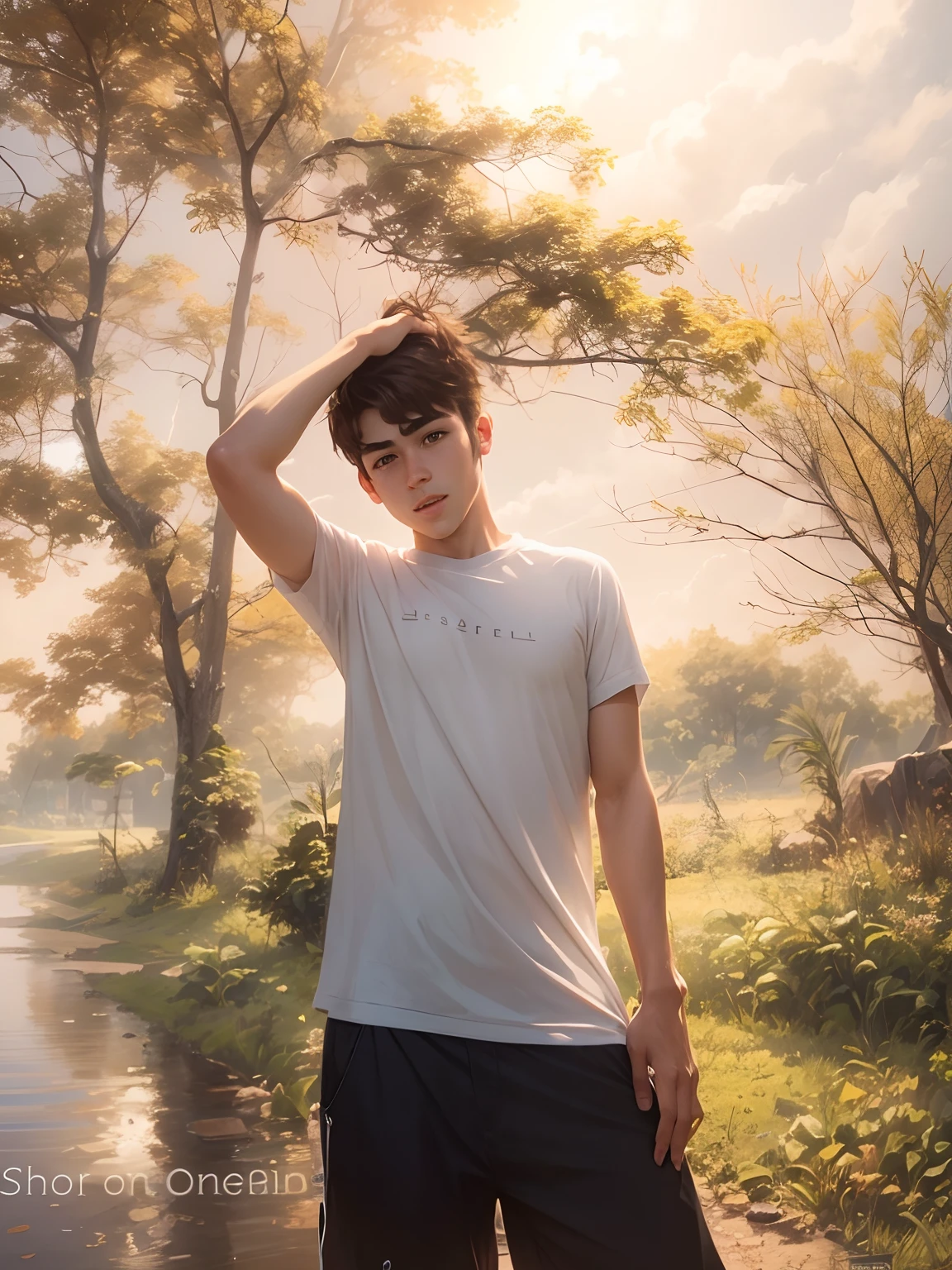 Change background cute boy, realistic face, 4k, ultra realistic