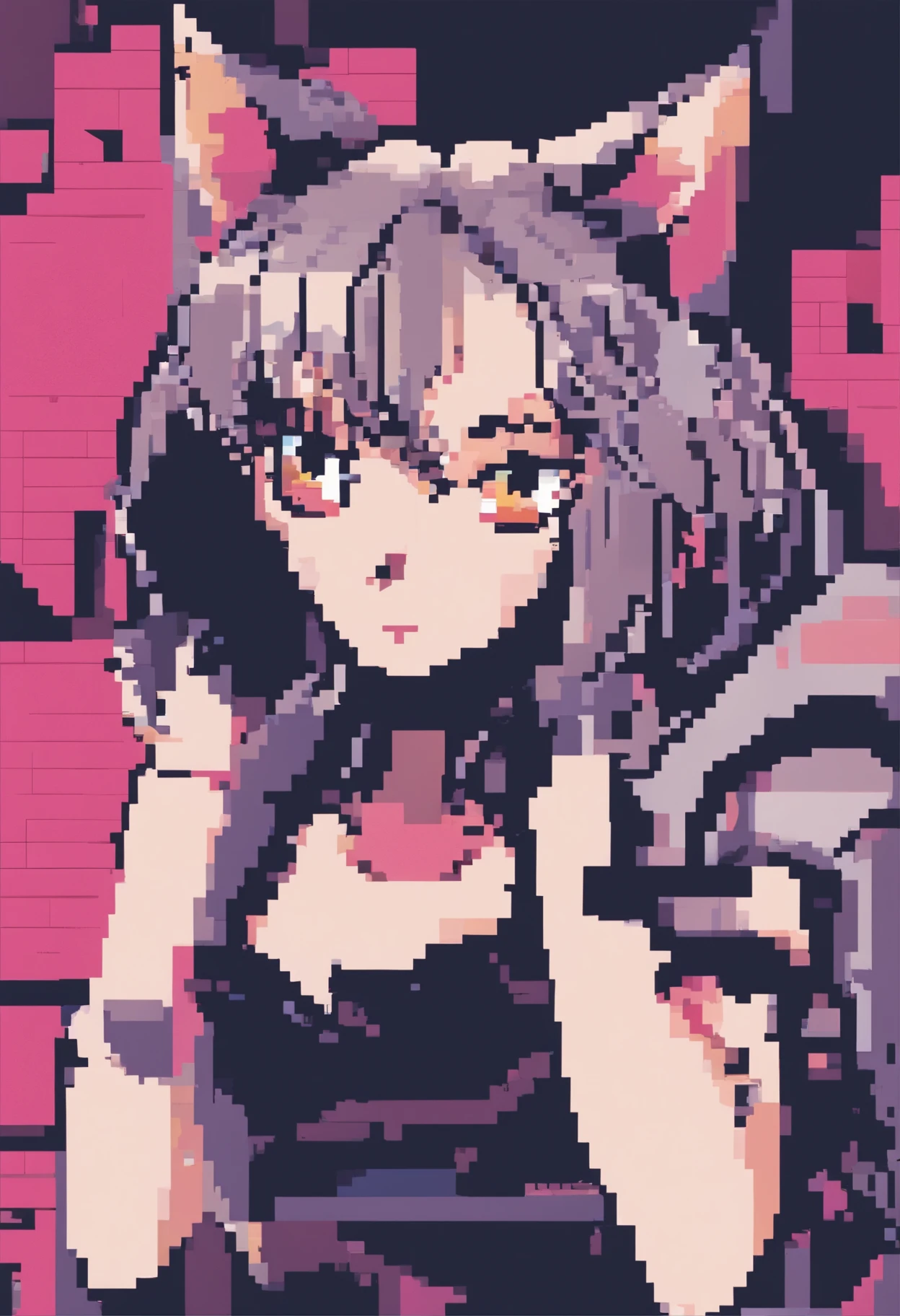 (1980s anime, a bevvy of beautiful catwomen, cat tail)