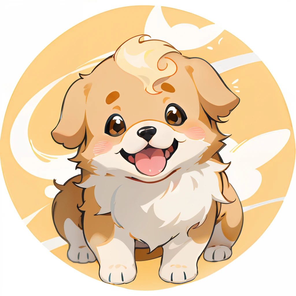 Baby Golden Retriever,One puppy、 official artwork, , Lori, anime style portrait, anime moe art style, 2 d anime style, Cute art style, Stylized anime, Anime Art Style, Anime style. 8K, anime style 4 k, Anime Art Style, digital anime art!!、White puppy、fluffly、Baby Golden Retriever、blanche、Vigorous、A charming smile、Deformed puppy、raise the front paws、