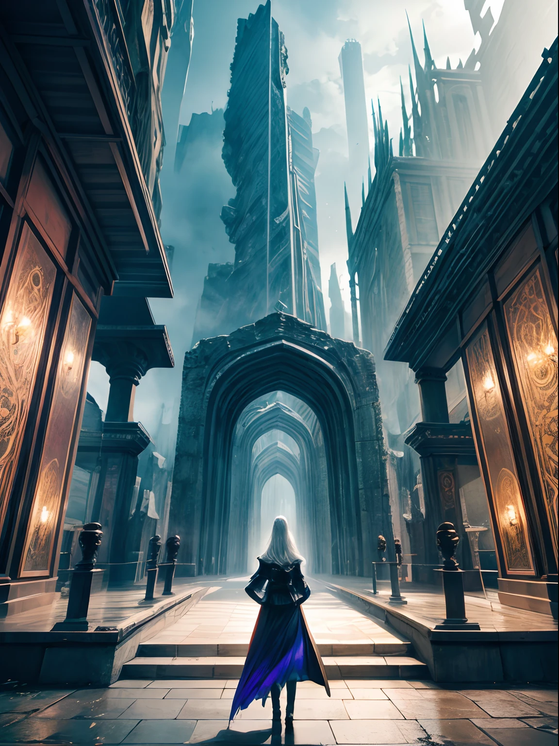 official art, unity 8k wallpaper, ultra detailed, beautiful and aesthetic, beautiful, masterpiece, best quality, An ethereal, otherworldly realm with surreal landscapes, each segment of the banner representing a different historical era or fantastical setting,The dreamscapes blend seamlessly with time portals, emphasizing the channel's focus on time travel, history, fantasy, and imaginative storytelling,the most beautiful form of chaos, elegant, a brutalist designed, vivid colours, romanticism, atmospheric