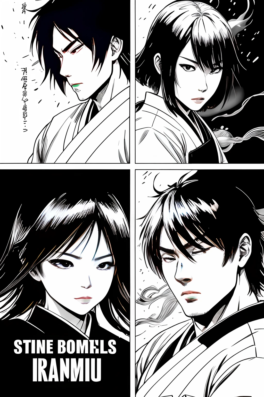 Black and white Japanese manga,There are multiple panels on the page:: Jump Magazine,Hot-blooded martial arts comics, Comic books about Beidou,author:tatsuki fujimoto。Shake your fist,Fatal blow,Highly detailed dynamics reveal the film's clear lines, Stunning,Vivid lighting and vivid shadows,Smoke transformation,Arc of light,Explosive particles,Strong visual impact. --niji 5 --q 2 ---16K(Speech bubbles with text on the picture,Comic sound effect stickers)