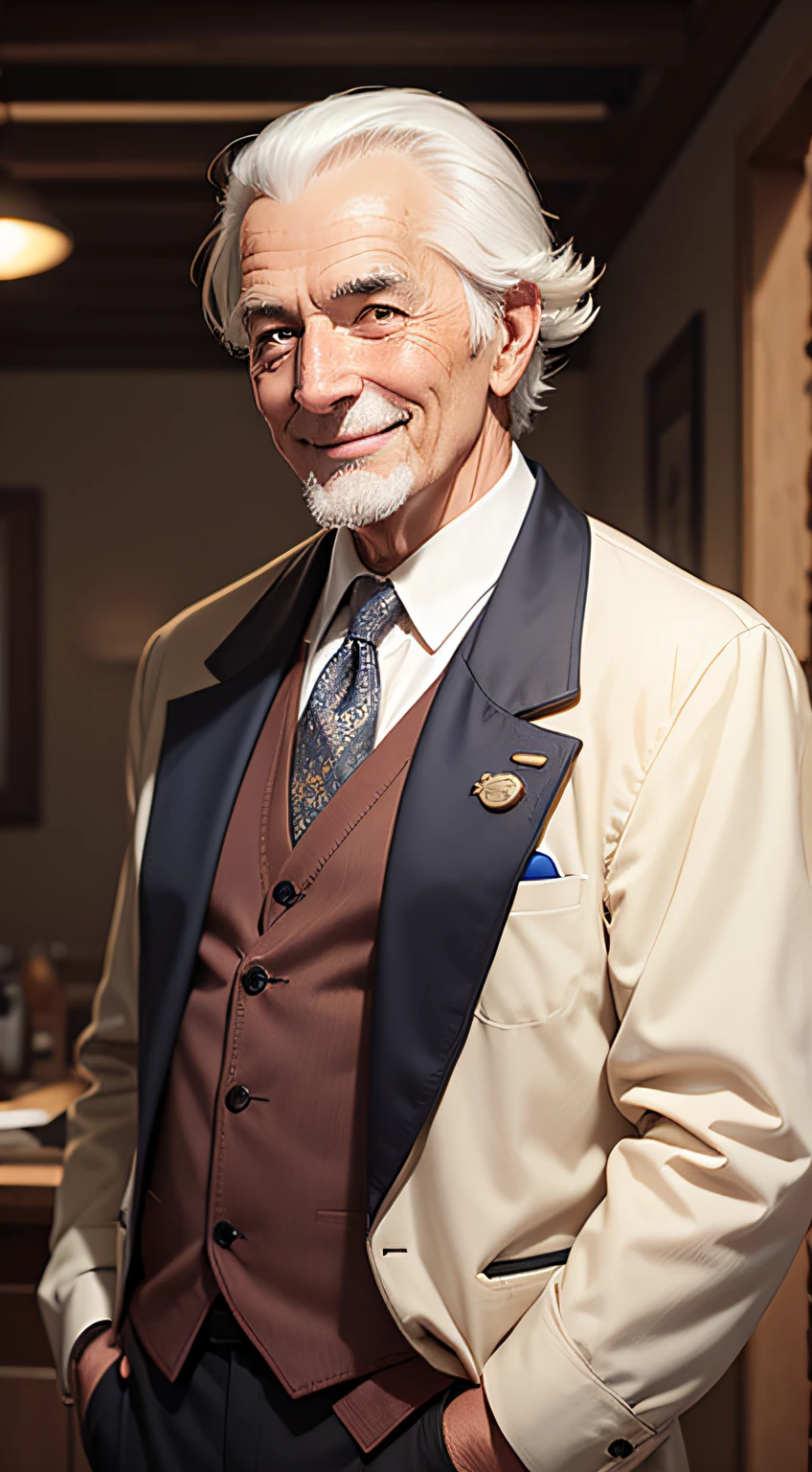 Smiling dignified rich old man