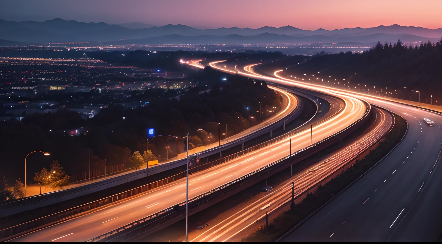 Urban view from the highway、nighttime scene