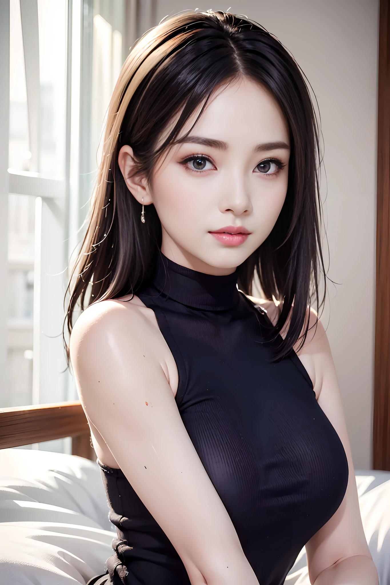 1 woman, ((detailed eyes:1.2)), nsfw, sexy, sensual, sleeveless, sideboob, masterpiece, top quality, best quality, official art, beautiful and aesthetic:1.2), extreme detailed, colorful, highest detailed