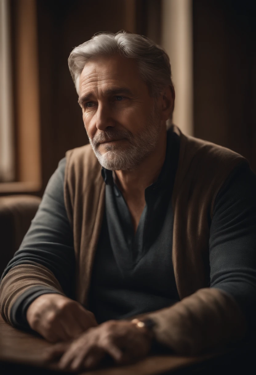portrait of a father,masterpiece:1.2,ultra-detailed,realistic,expressive eyes and face,strong presence,body language of authority and warmth,fatherly love and care,beautiful distinctive facial features,graying hair and gentle smile,crisp details on the skin and wrinkles,warm and harmonious color palette,soft and diffused lighting,studio setting,fine oil painting technique,medium brushstrokes,impeccable composition,vibrant colors,emotional depth and connection,professional artist's touch